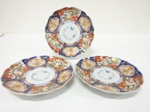 古伊万里　染錦　七寸皿　3客